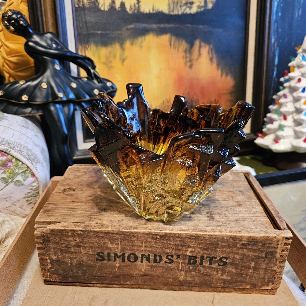Vintage Humppila Heavy Glass Ice Bucket Bowl by Pertti Santalahi 1970s